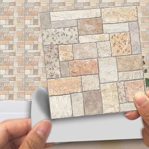 15pcs/set Simple Marble Tile Stickers Wall Sticker Wallpaper Oil Proof Peel & Stick for Bathroom Kitchen Backsplash Home decor