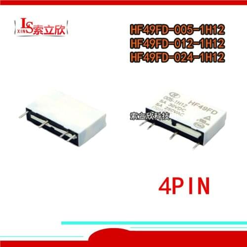 20PCS/LOT Relay HF49FD HF49FD-005-1H12 HF49FD 012-1H12 HF49FD 024-1H12 HF49FD 024 1H12 HF49FD-012-1H12 5V 12V 24V 4PIN 5A