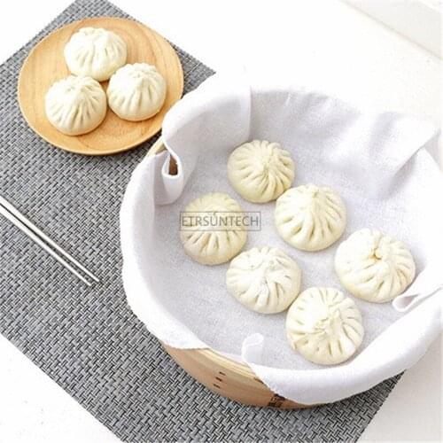 200pcs New Reusable Natural Cotton Steamer Cloth Bread Bun Baking Mats Liners Kitchen Bakeware Steamer Cloth Tools
