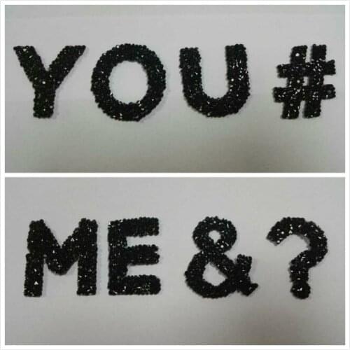 50pcs/lot letter sticker iron on crystal transfer design hotfix rhinestone transfer motifs iron on clothes applique patches