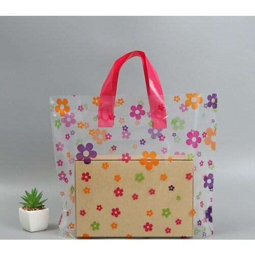 50pcs Transparent flower pattern clothing packing bags plastic gift cosmetic waterproof bag