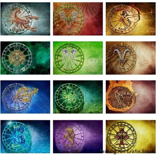 5D Diy Diamond Painting Leo Aries Full Square Round Drill Embroidery Cross Stitch Kit Constellation Mosaic Picture Birthday Gift