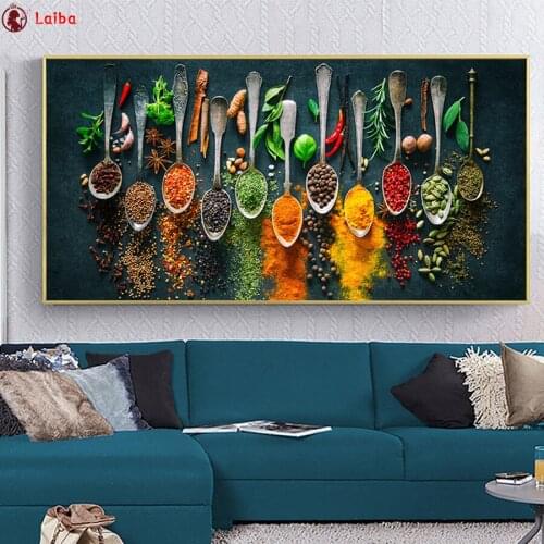 Diamond Embroidery Hot selling home kitchen theme art, Herbs and Spices 5D DIY Diamond Painting Diamond Mosaic needlework