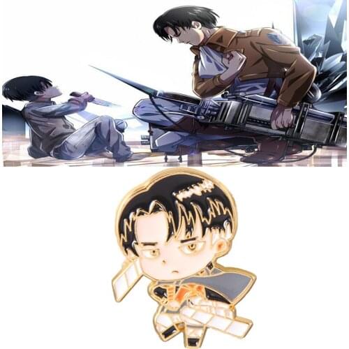 Anime Attack on Titan Metal Brooch LEVI & MIKASA Ackerman Cartoon Brooch Pin Cosplay Collection Decor Souvenir Toys Gifts