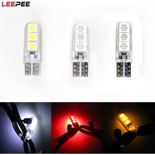 Car Interior Dome Reading Light 6 SMD LED Bulb License Plate Lamp T10 Trunk Light Side Marker Lamp 12V 10Pcs Silicone