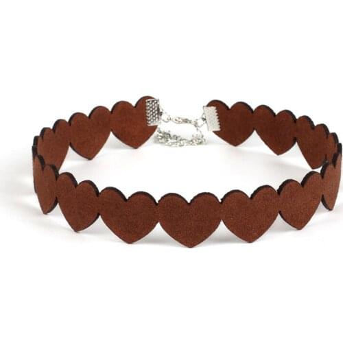 Plain Velvet Chocker Necklaces Jewelry Black Brown Heart Velvet Pendant Charm Necklace Gift Fashion Girls