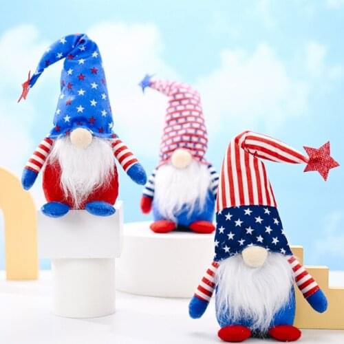Faceless Doll USA Independence Day Standing Ornaments Desktop Cute Elf Doll Mustache Gnome Toys Party Home Decoration