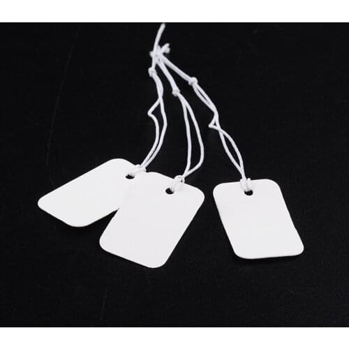 1000pcs White Jewelry Price Tags Clothing Display Tag Gift Message Card Rectangle 25x15x0.3mm with Hanging String