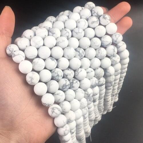 Dull Polish Matte White Turquoises Stone Beads Natural Round Loose Beads For Jewelry Making DIY Bracelet Necklace 15'' 6/8/10mm