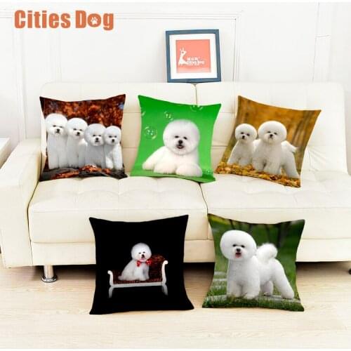 Bichon Frise dog decorative pillows cushion covers new Year decoration gift Velvet Fabric 35x35 55x55cm Pillowcase almofada