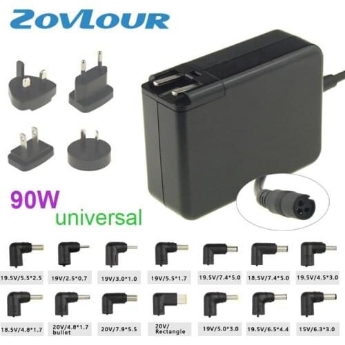 EU/US/UK/AU Plug in Universal Laptop Adapter Travel Power Charger 14pcs Tips 90W 15V 18.5V 19V 19.5V 20V mini size light for out