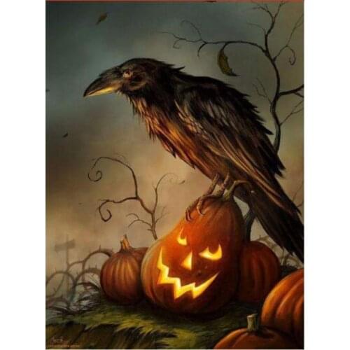 Halloween diamond painting pumpkin crow rhinestone embroidery raven mosaic sticker decor diamond dots posters wall papers bird