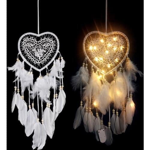 Handmade Dreamcatcher Circular White Feathers Wall Hanging Pendant Dream Catcher For Home Wall Art Car Hangings Decor Gift