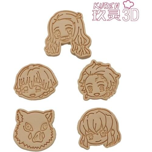 Demon Slayer Cookies Cutter Tools 3D Pressing Baking Accessories Bakery Tools Kitchen Supplies Halloween Christmas Party