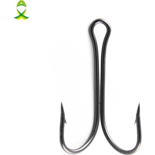 JSM 100pcs/lot Hot sale Double Hook High Carbon Steel Fishing Hooks Open Shank Double Frog Hook 9908 size:8#-4/0