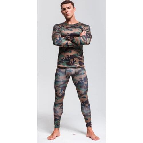 Camouflage suit Mens Thermal Underwear Quick-drying Sportswear Long johns Winter Thermal Underwear Rashgard Male Sport suit