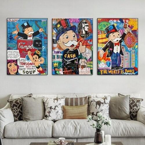 Graffiti Art Alec Monopoly THE WORLD IS YOURS Canvas Painting Wall Art Canvas Posters Graffiti Posters Room Living Room Decor