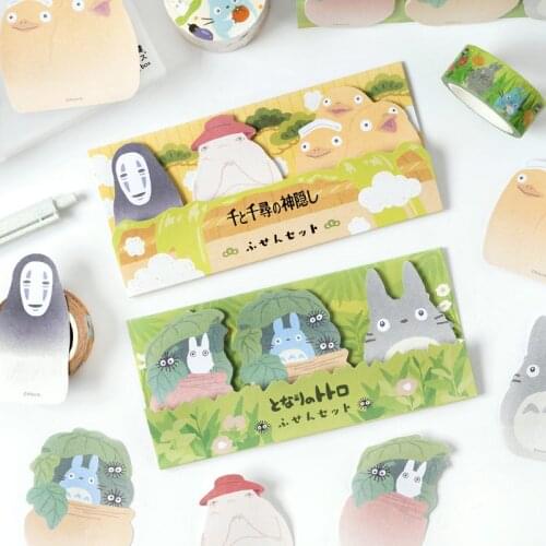 Kawaii Spirited Away No Face Man My Neighbor Totoro Memo Pad N Times Sticky Notes Escolar Papelaria School Supply Bookmark Label