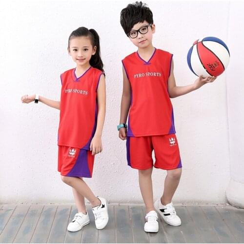 Childrens Sportswear Set Boys Girls Fashion Casual V-neck Basketball Clothing Youth Models Quick-drying Sleeveless Shorts Set