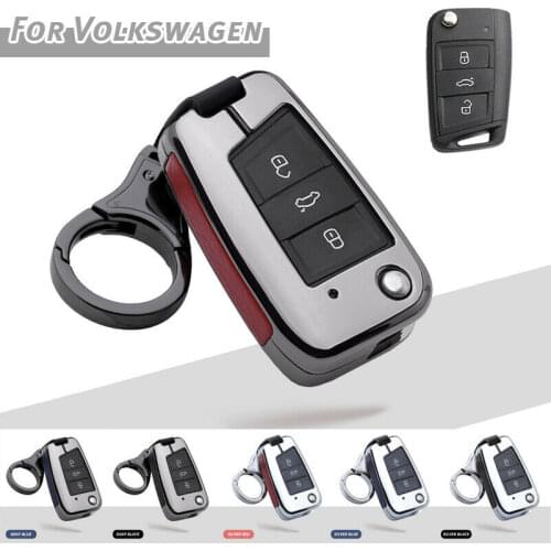 Zinc Alloy Leather Car Key Case Cover For VW Volkswagen Golf 7 MK7 Tiguan MK2 For SEAT Ateca Leon FR Ibiza For Skoda Octavia A7
