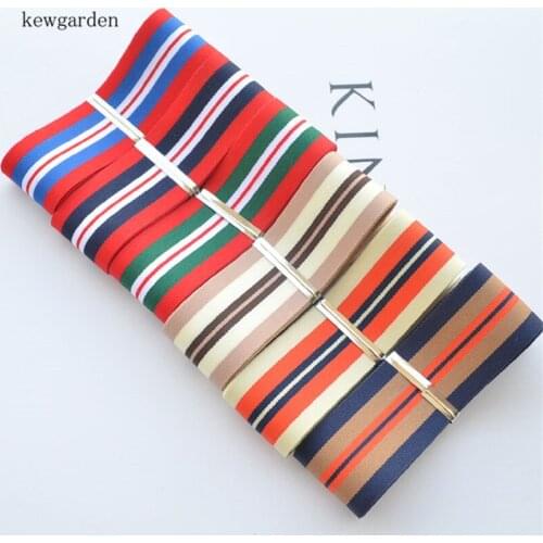 Kewgarden 25mm 2.5cm Stripe Satin Ribbons DIY Bowknot Accessories Double Face Riband Handmade Tape Ribbon 10m/lot