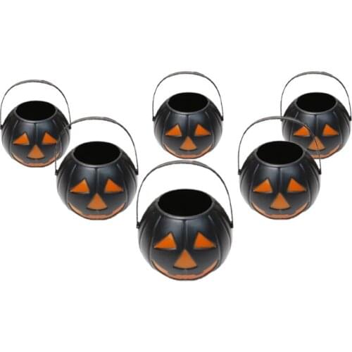 M17D 6Pcs Halloween Mini Pumpkin Candy Holder Bowl Kids Trick Or Treat Plastic Bucket