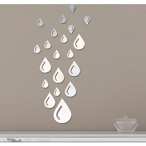 Fashion Creative Acrylic Raindrop Mirror Wall Stickers Art Wall Sticker Home Decoration For Living Room Bed Room Office 2021