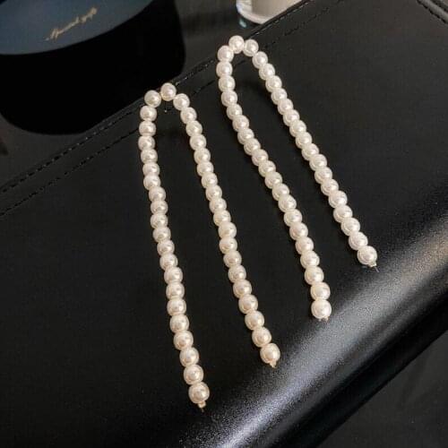 Exknl Fashion Luxury Long Tassel Drop Earrings for Women Big Party Korean Simulated Pearls Dangle Earrings Jewelry Gift 2021