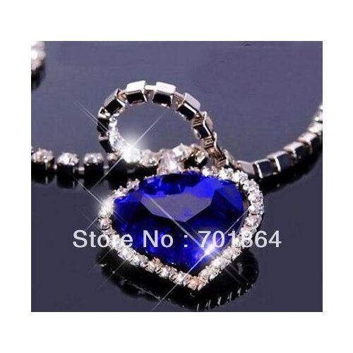 Fashion Jewelry Romantic Dark Blue Heart Shaped Lovely Pendant Necklace The Titanic Fashion Jewelry