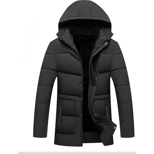 Winter Jacket Men hooded Top Quality Zipper plus velvet thick Clothes Fashion Winter Coat Mem dark green blue black parka