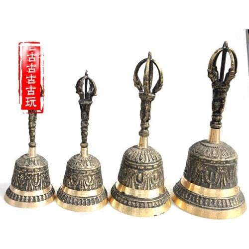A SET 4PCS Wholesale Buddhist articles Buddhism Taoism Master Practice of Tantric ritual FENG SHUI Vajra buddha vajra bell