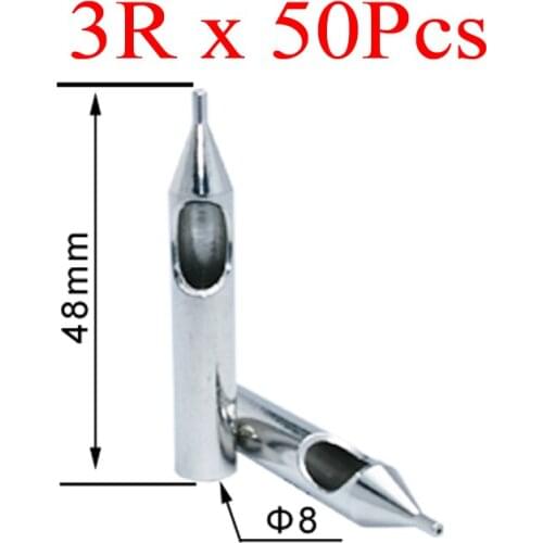 Tattoo Tips for Needles 50Pcs Stainless Steel Nozzles Tattoo Tips SST-311-3RT