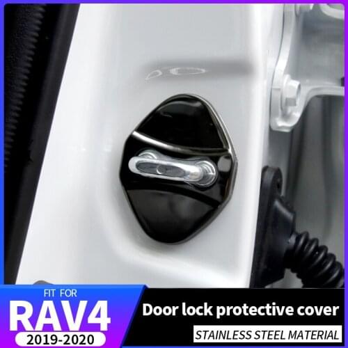 A Little Change 4Pcs/Set Stainless Steel Door Lock Protection Cover Door Lock Buckle Protective Cover For Toyota RAV4 2019 2020