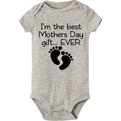 New Style Short Sleeve Girls Baby Romper I'm the Best Mothers Day Gift Ever Printed Cotton Newborn Body Suit Baby Pajama Boys