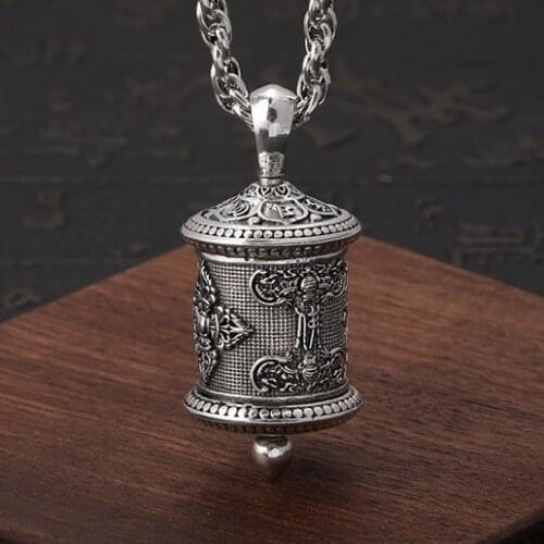 Handmade 925 Silver Tibetan Dorje Gau Box Pendant Six Words Proverb Box Pendant Buddhist Vajra Prayer Box Pendant