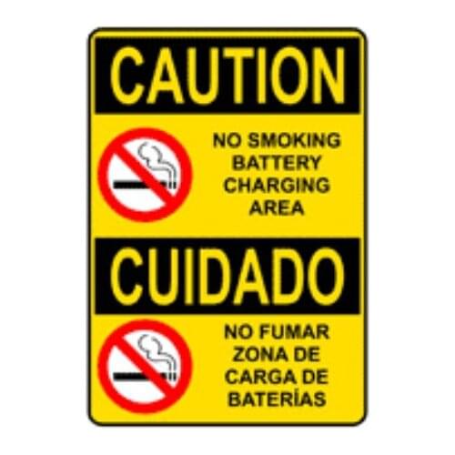 200pcs 15x20cm CAUTION NO SMOKING BATTERY CHARGING AREA warning signs, Item No. CA18