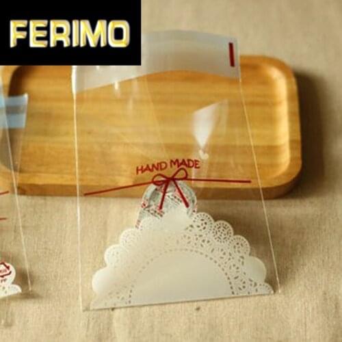 100pcs Transparent Hand Made Cookies Biscuits Bags Self-adhesive Wedding Cellophane Bag Cake Candy Gift Bags