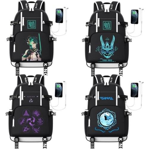 Genshin impact Backpack Casual Travel Business Large Capacity Laptop Backpack USB Multi-function Waterproof Student Backpack