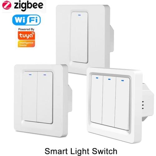 Smart Life Tuya WiFi ZigBee Smart Light Switch Wall Push Button Switch Alexa Google Home IFTTT Voice Control No Neutral Required