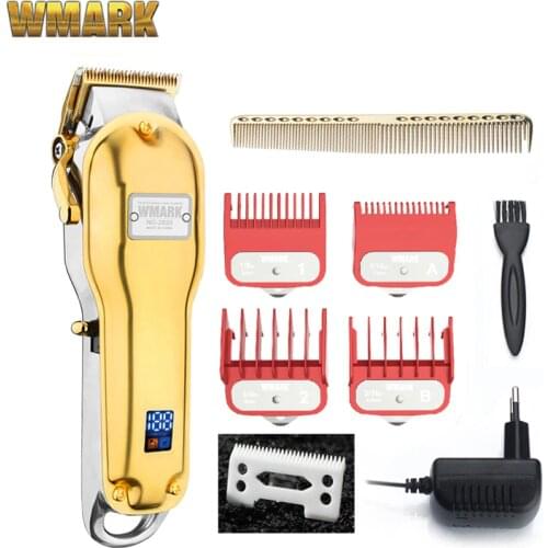 WMARK All-metal NG-2019B NG-2020B cordless hair clipper With LCD display 2500mAh cordless hair cutter golden color