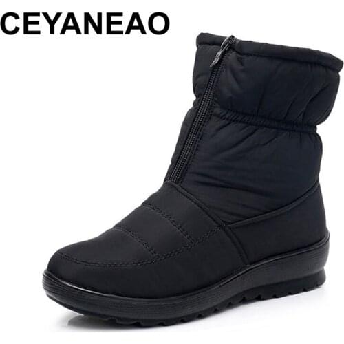 CEYANEAOWomen boots Winter shoes women snow boots boots with zipper plush inside boots women waterproof non-slip women Shoes