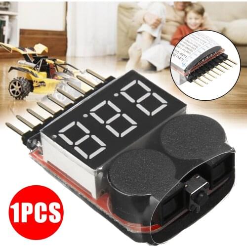 1pcs 3.7-30V Dual Speaker LiPo Battery Checker RC Airplane Low Voltage Alarm 1-8S Buzzer Monitor Tester For RC Car Boat