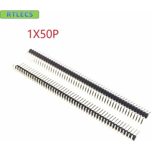 10pcs 1.27 mm 50 P 1 x 50 Pin Header Single row Right Angle Male straight gold plated through hole 90 Degree
