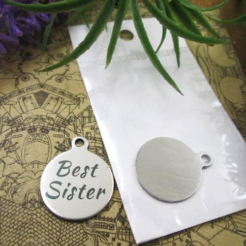 20pcs--"Best Sister"stainless steel charms 5 styles for choosing DIY Charms for necklace bracelets