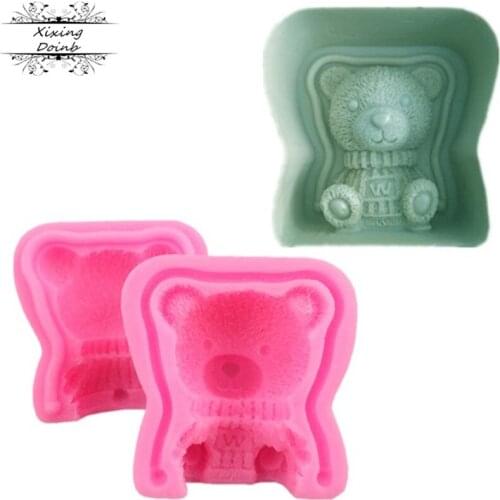 2Pcs 3D Cute Cartoon Bear shaped silicone soft candy mold cake decoration tools Candy Chocolate Mold