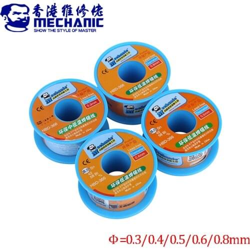 2Pcs/lot MECHANIC Lead-Free Solder Soldering Wire 0.3/0.4/0.5/0.6/0.8mm 40g Sn42/Bi58 Soldeer Tin Welding Wire