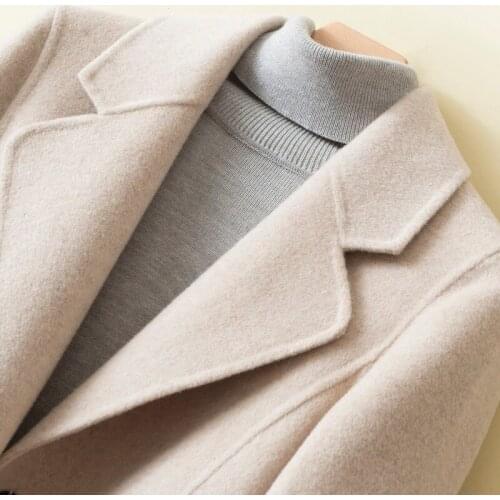 2020 100% Coat Spring Autumn Long Wool Jacket Elegant Women Coats and Jackets Overcoat Abrigo Mujer PKT1905 KJ4048