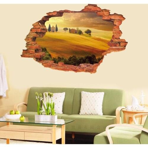 Sunset Desert Village 3D wall sticker PVC Material DIY wall poster For Living room sofa background wall home decor sticker