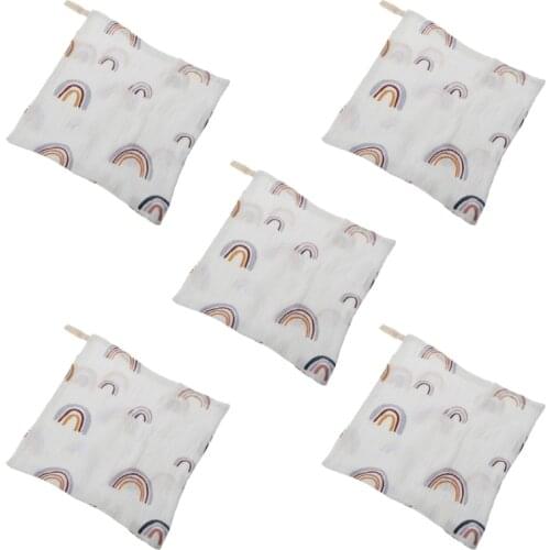 5pcs Muslin Cotton Baby Towel Handkerchief Rainbow Kid Wipe Cloth Newborn Face Towel Feeding Bibs