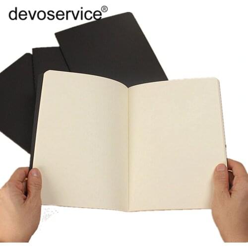 A5 B5 Black Notebook Stationery Blank Inner Paper Planner Sketchbook Vintage Diary Book Graffiti School Office Supply Papelaria